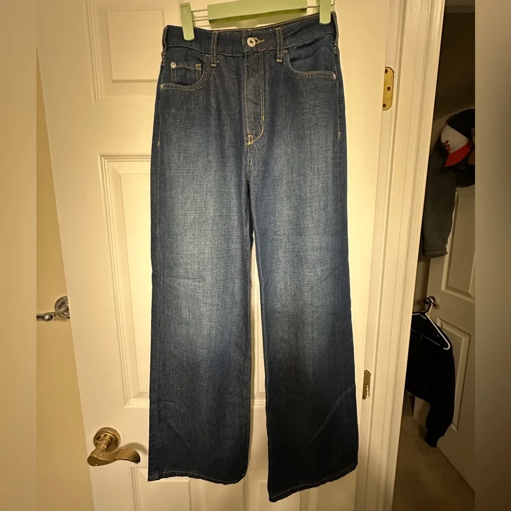 Anthropologie Pilcro The Annie Dark Blue Wide Leg Jeans - Size 25 - Picture 6 of 15